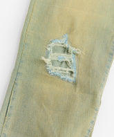 Men's Skinny Repaired Denim Pants - Vintage Blue
